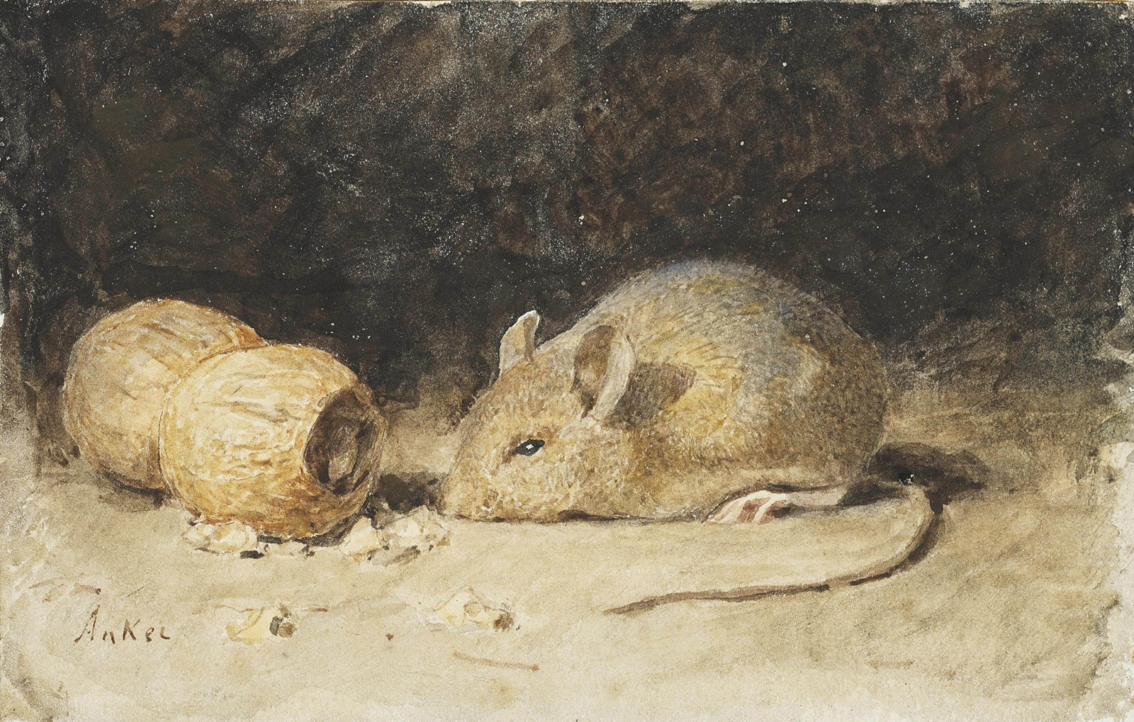 a mouse with a peanut